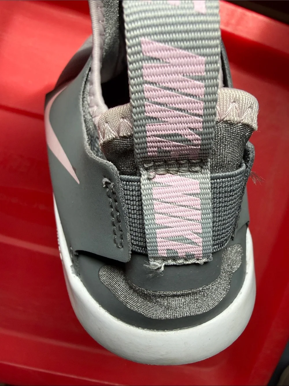 Nike Gray and Pink Slip-On Athletic Sneakers, Size US 6Y - Picture 3 of 7